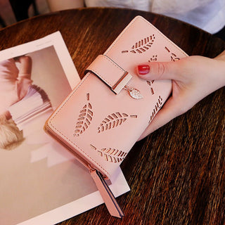 Korean Version Hollow Leaf Zipper Buckle Style Long Women's Wallet