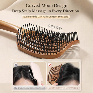 Anti Static Fluffy Volumizing Ribbed Styling Comb for Women Wood Grain Texture