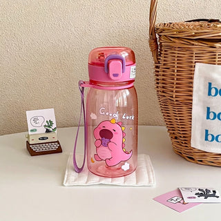 Fuhong Kids Plastic Water Cup Straw Lid 400ml Portable Style