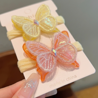 Korean Style 2Pair Set Cute Hair Ornament Super Fairy Butterfly Design Elastic Hairband