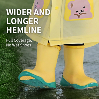 Kids Cartoon Raincoat Waterproof Hooded Poncho With Reflective Strips