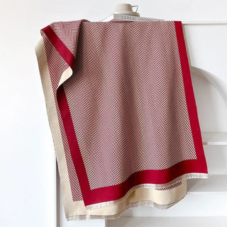 Luxurious Saffron Red Striped Pattern Winter Shawl Scarf