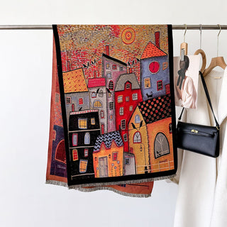 Colorful Retro Design Urban Style Women's Winter Shawl Scarf