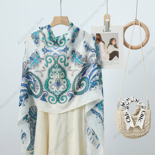 Cashew Water Blue Premium Cotton and Linen Scarf