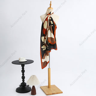 Beautiful Multicolor Pattern Printed Satin Silk Scarf