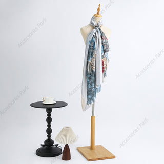 Beautiful Natural Design Printed Satin Silk Scarf