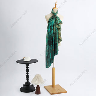 Gorgeous Wild Nature Floral Printed Women Satin Silk Scarf