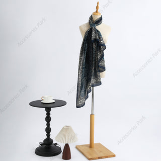 Almond Navy Premium Cotton and Linen Scarf