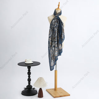 Elegant Blue Premium Cotton and Linen Scarf