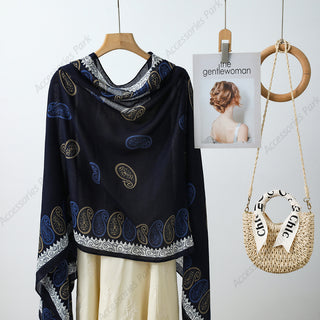 Multicolor Paisley Pattern Printed Women Cotton Linen Scarf