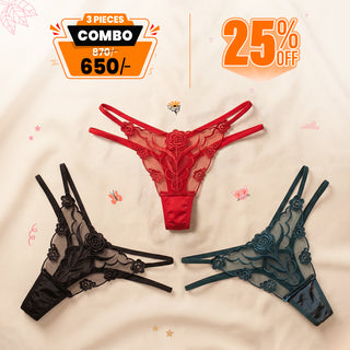 American Style Embroidered Women's Thong Transparent Mesh Thin Belt Temptation Seamless Panty