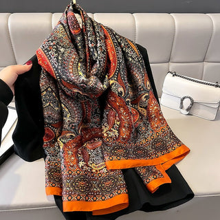 Traditional Floral Design Women's Satin Silk Scarves