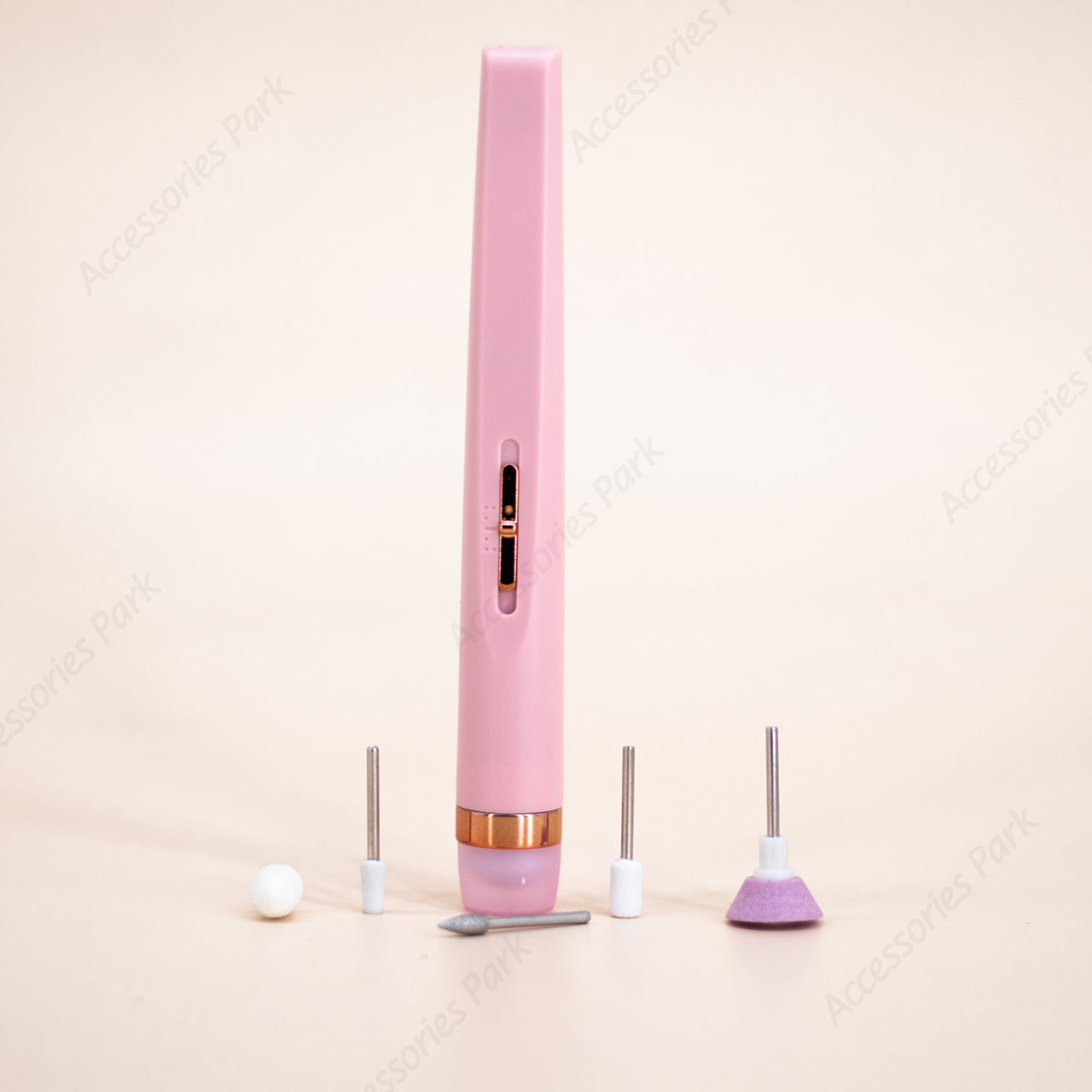 A pink color Manicure device with 5 beads