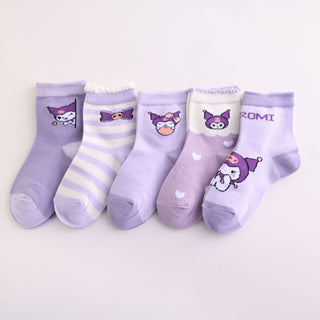 5 Pieces Set Korean Style All Seasons Soft and Comfortable Cotton Socks for Kids