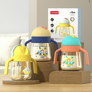 Noair Planet Learning Sliding Cover Straw Anti Water Drop Drinking Bottle for Kids