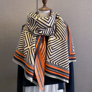 Women's Luxurious Striped Design Winter Pashmina Shawl Scarf