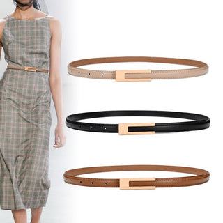 Women's Elegant Style Genuine Leather Belt with Polished Buckle
