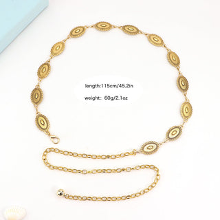 Metallic Vintage Daisy Embossed Women's Waist Chain Belt
