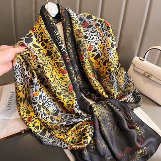 Women's Multicolor Leopard Printed Comfortable Satin Silk Scarf