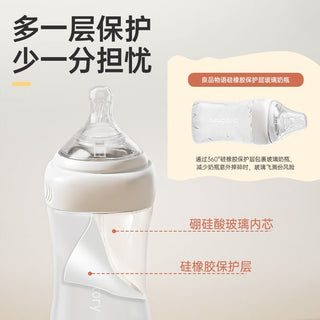 2 in 1 Anti Drop Anti Leak Glass Feeding Bottle and Glass Food Storage Jar for Children