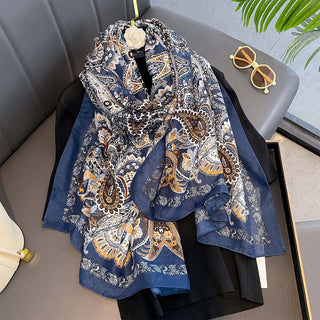 Retro Printed European Style Premium Cotton and Linen Scarf