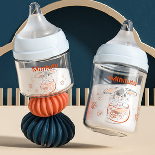 Minitutu Baby Feeding Glass Bottle 5 Piece Gift Box Set for Baby