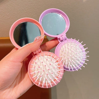 Children's Folding Air Cushion Mini Massage Comb With Mirror