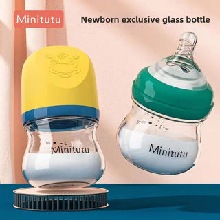 Minitutu Brand Wide Diameter Glass Feeding Bottle For Baby
