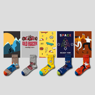 5 Pair set cartoon color trend Autumn and spring socks for men & women