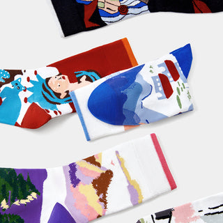 Men's and women's long oil painting socks