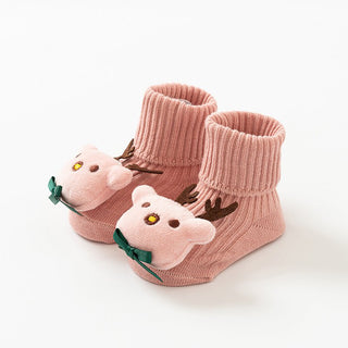 Cotton Made All Seasons Non-Slip Baby Floor Mid-Tube Cute Cartoon Toddler Socks