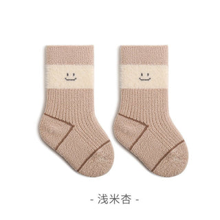 All Seasons Thick Velvet Cute Smiley Design Baby Socks