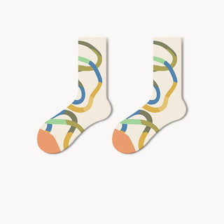 Cartoon design oil painting socks for men & women