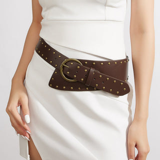Vintage Inspired PU Leather Studded Corset Belt for Women