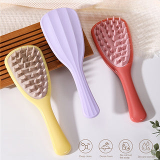 Ergonomic Ginkgo Leaf Scalp Massager Shampoo Brush - Crimson Red Edition