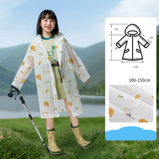 Children's All-Print EVA Raincoat Reusable Stormproof Travel Poncho Yellow Orange