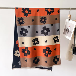 Elegant Multi-Color Double-sided Floral Printed Luxury Winter Shaw