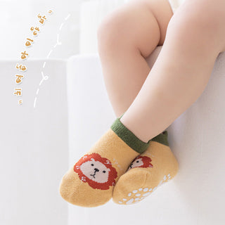 Anti-Slippery Cute Cartoon Printed Heel Style Soft Kids Socks