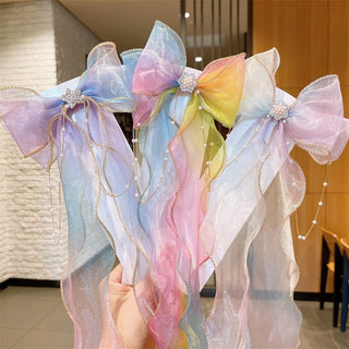 Children's Cute little Girl Rainbow Bow Braided Hairpins