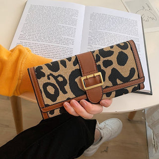 Leopard Print Tri Fold Handy Wallet for Women