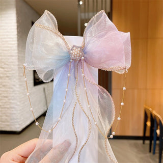 Children's Cute little Girl Rainbow Bow Braided Hairpins