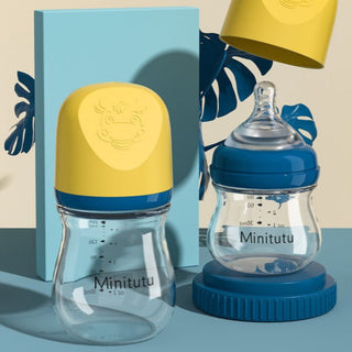 Minitutu Brand Wide Diameter Glass Feeding Bottle For Baby