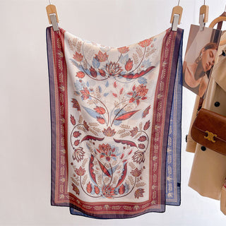 Premium Color Contrast Double Side Plant Printed Premium Viscose Scarf