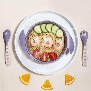 Portable Anti Slip 5pcs Set Food Grade rubber Silicon bowl with Spoon for Kids