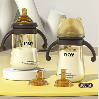 Noair Brand 3 in 1 Nano Silver Antibacterial Straw Feeding Bottle with Handle