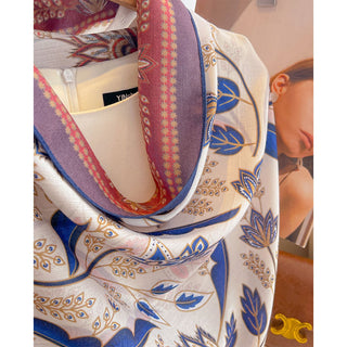 Premium Color Contrast Double Side Plant Printed Premium Viscose Scarf