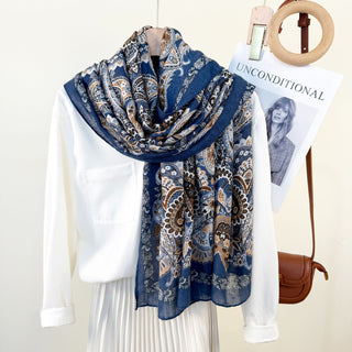 Retro Printed European Style Premium Cotton and Linen Scarf