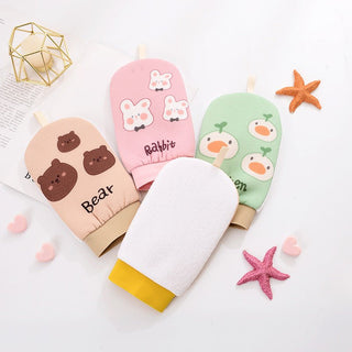 Gloves Style Double Sided Rubbing Bath Towel Scrubbing for Kids