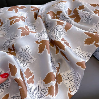 Beautiful Sea Wave & Floral pattern printed Satin Silk Scarf