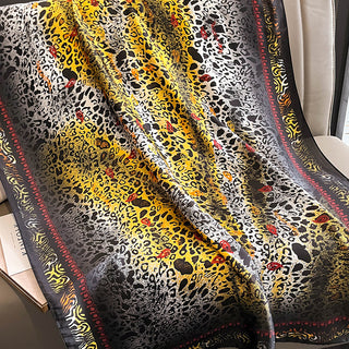 Women's Multicolor Leopard Printed Comfortable Satin Silk Scarf